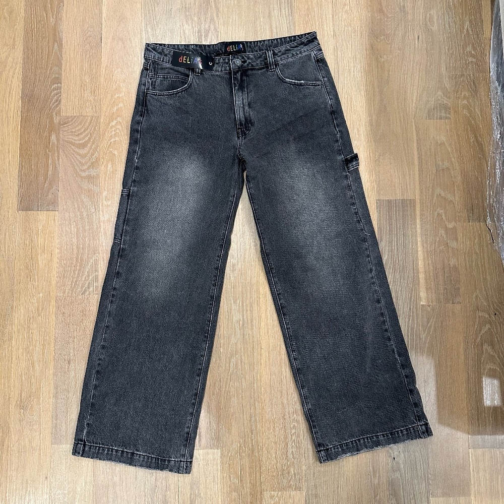 dELiA*s DISTRESSED CARGO PANT JEAN - SIZE XL - WIDE LEG - BRAND NEW